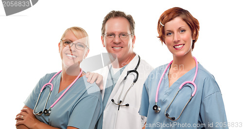 Image of Group of Doctors or Nurses on a White Background