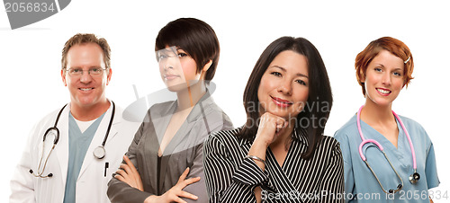 Image of Mixed Race Ethnic Women with Doctors or Nurses