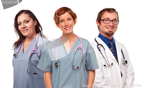 Image of Group of Smiling Male and Female Doctors or Nurses