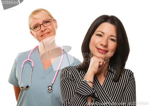 Image of Hispanic Woman with Female Doctor or Nurse