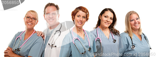 Image of Group of Smiling Male and Female Doctors or Nurses