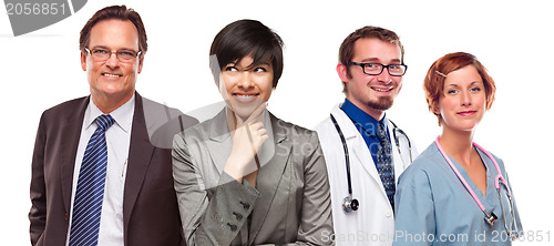 Image of Mixed Race Women and Businessman with Doctors or Nurses