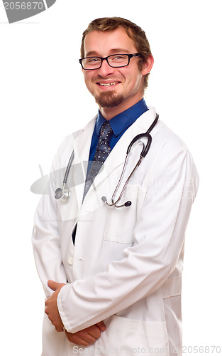 Image of Smiling Male Doctor on White