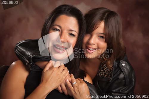Image of Attractive Hispanic Mother and Daughter Portrait