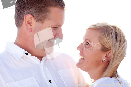 Image of Attractive Caucasian Couple Having Fun Outside