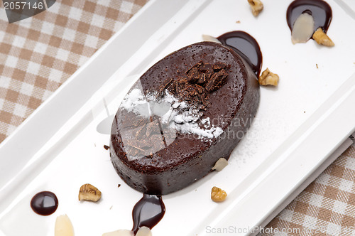 Image of fresh chocolate walnuts cake 