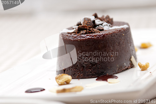 Image of fresh chocolate walnuts cake 