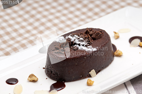 Image of fresh chocolate walnuts cake 