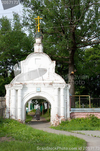 Image of Trinity cemetery gates. Balakhna, Russia