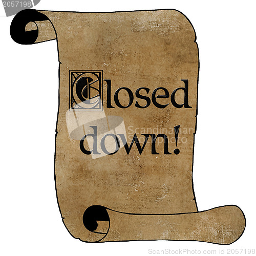 Image of 3D Black Closed Down Notice on Scroll