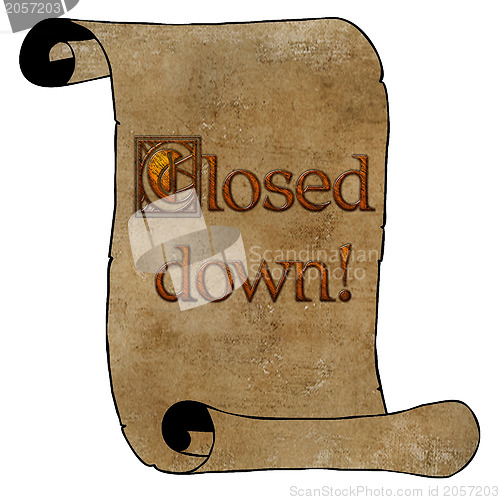 Image of 3D Closed Down Notice on Scroll