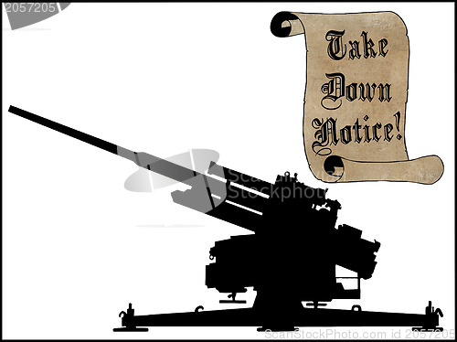 Image of Take Scroll Down Notice with Anti Aircraft Gun