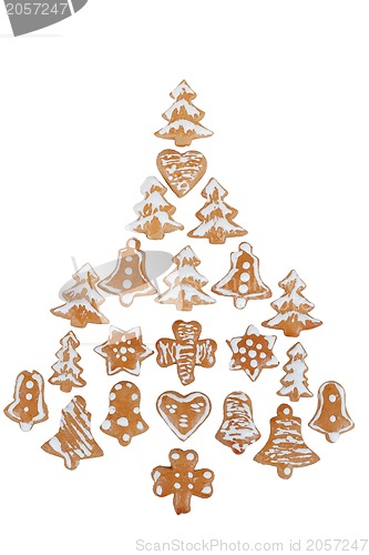 Image of gingerbreads arranged as christmas tree