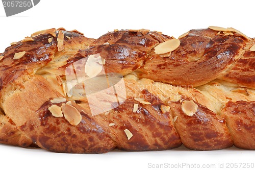 Image of detail of christmas cake with almonds