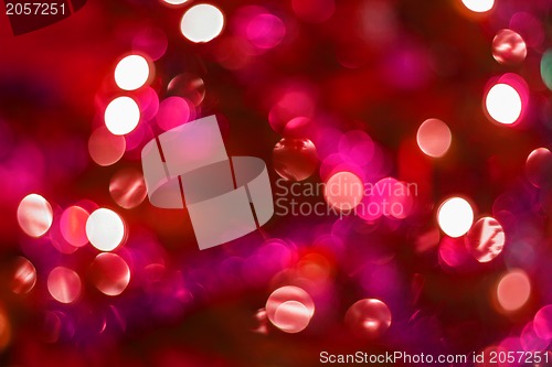 Image of Abstract background. Blurred colorful circles bokeh of christmas lights 