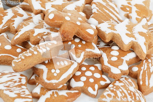 Image of christmas gingerbreads on white background