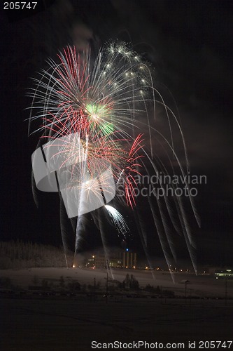 Image of Multicolored multiple fireworks fireballs in the sky