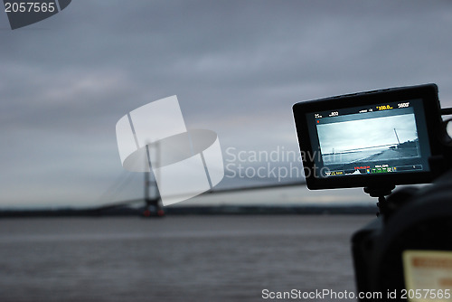 Image of Humber Bridge being filmed