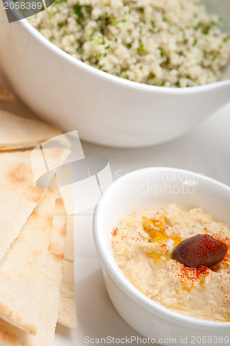 Image of taboulii couscous with hummus