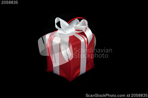 Image of red gift box on black