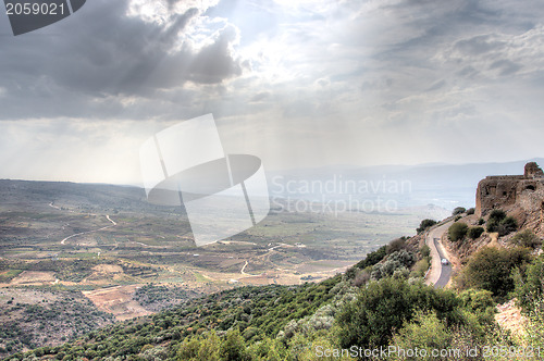 Image of Israeli landscape with castle and sky