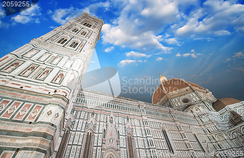 Image of Beautiful sky colors over Cathedral Church. Duomo, Basilica di S