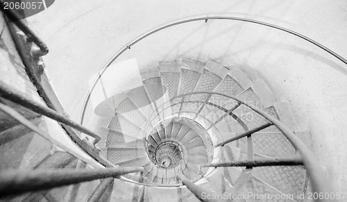 Image of Upside view into the spiral stairway in France