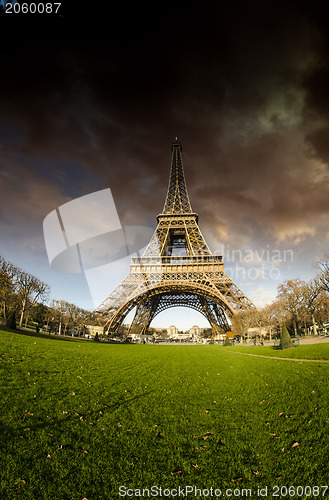 Image of Bad Weather approaching Eiffel Tower