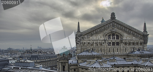 Image of Aerial view of Paris in winter season