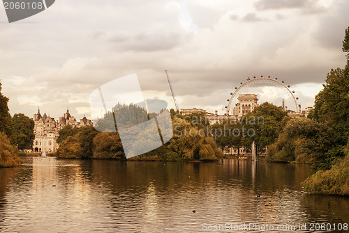 Image of St. James's Park in Westminster on a cloudy autumn day - London