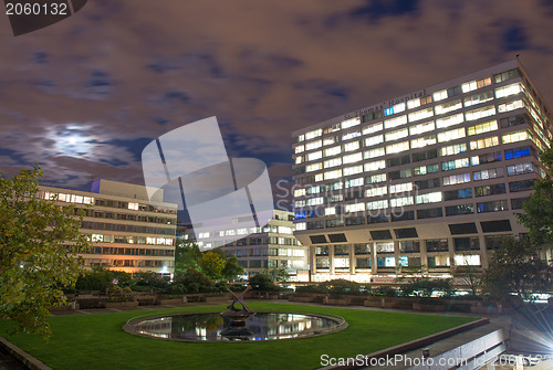 Image of Buildings near Westminster Bridge illuminated at Dusk, London