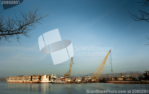Image of Photo of an industrial ship at winter
