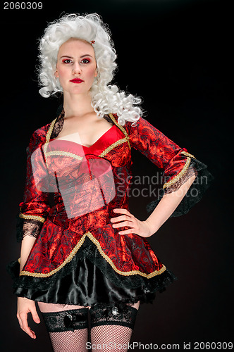 Image of Young woman in baroque costume