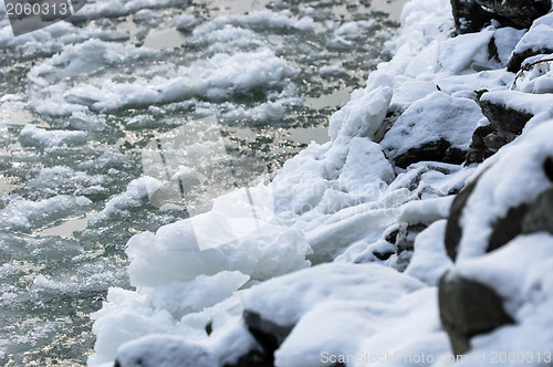 Image of Cold chilly ice on the water