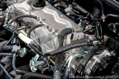 Image of Closeup photo of a clean motor block