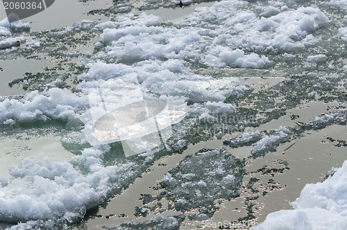 Image of Cold chilly ice on the water