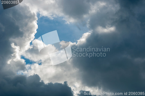 Image of Deep blue sky with clouds