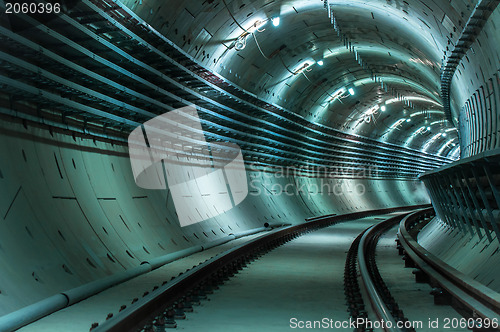 Image of Underground tunnel with blue lights