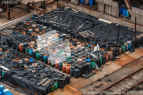 Image of Chemical waste dump with a lot of barrels