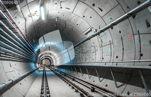 Image of Underground tunnel with blue lights