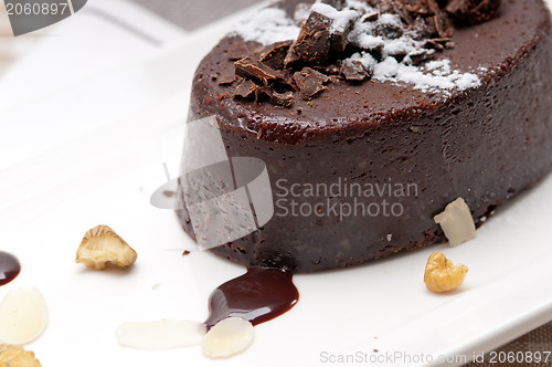 Image of fresh chocolate walnuts cake 