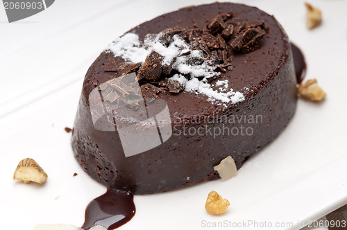 Image of fresh chocolate walnuts cake 