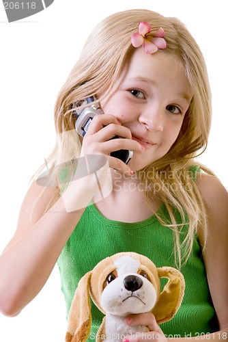 Image of eight year old on her cell