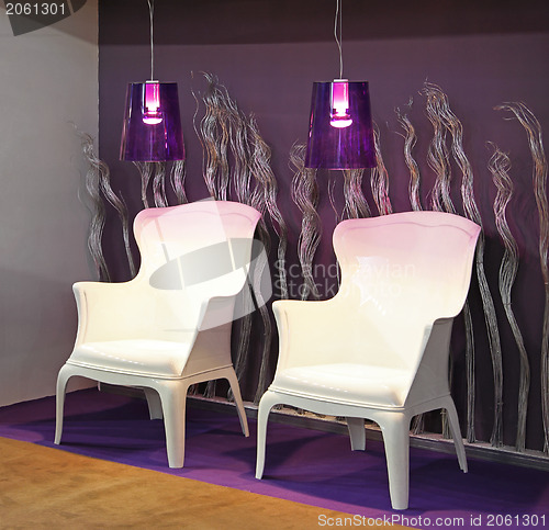 Image of White armchairs