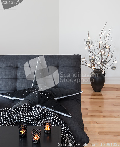 Image of Lights and candles decorating the living room