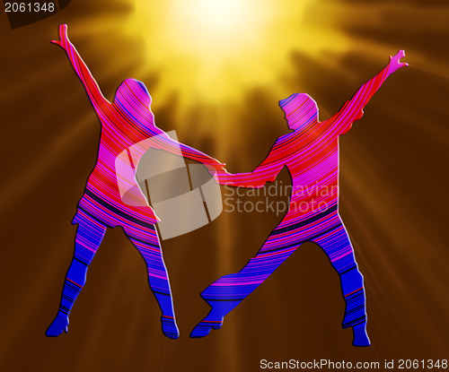 Image of 3D Color And Spotlight Dancing Couple 70s