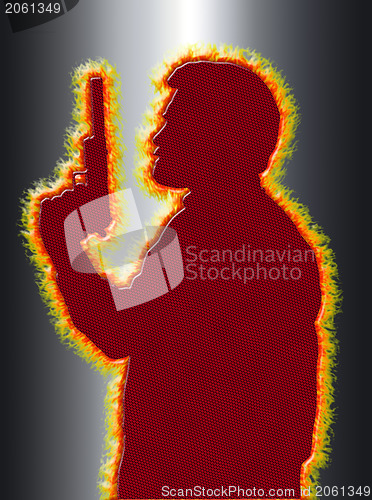 Image of Flaming Assassin in 3D Black Background