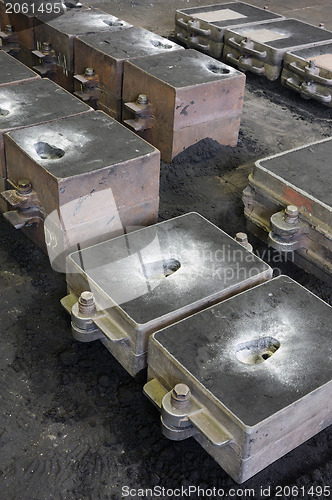 Image of Foundry, sand molded casting, molding flasks