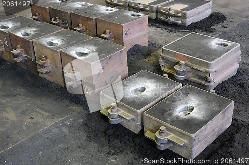 Image of Foundry, sand molded casting, molding flasks