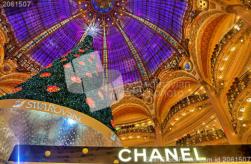 Image of Christmas Tree in Galeries Lafayette, Paris